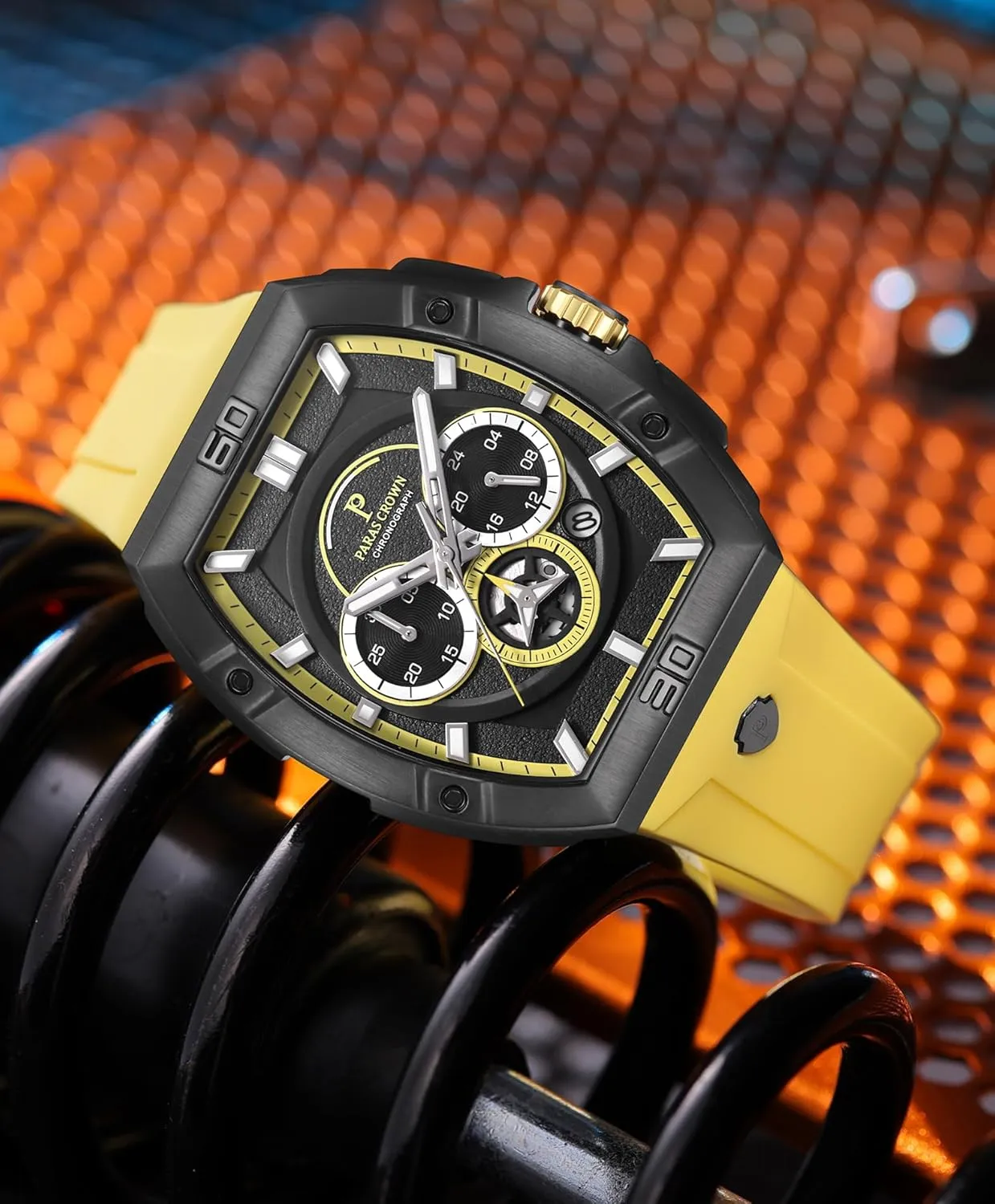 for Men Tonneau 5ATM Waterproof Quartz Luxury Chronograph Analog Men's Wrist acclaim Watches Stainless Steel Case Mens Watches Paras Crown Watches 