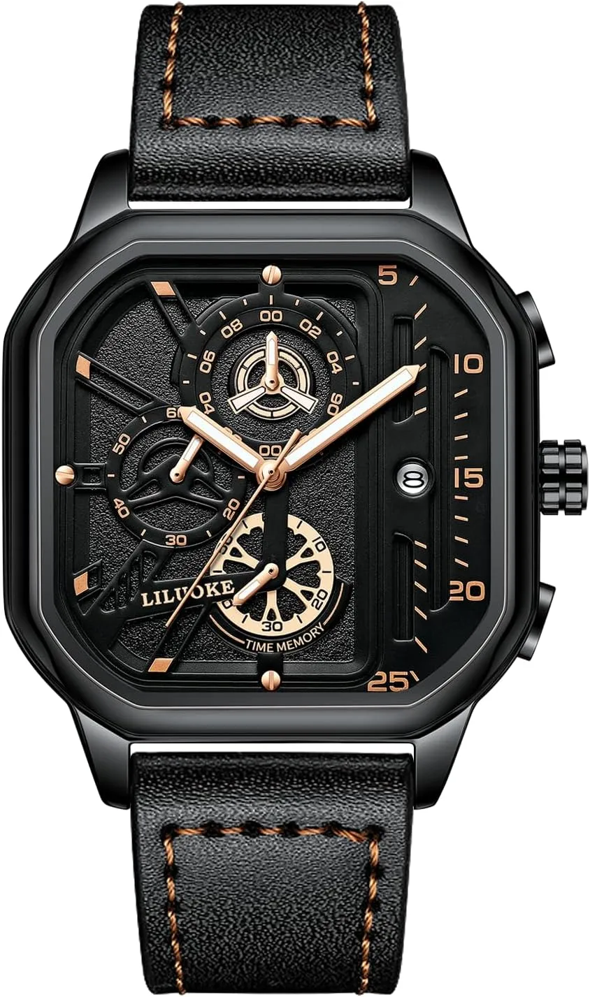 for Men Unique Gifts for mudstone sympathy effluent hat cast Men Mens Watches, Wrist Watches Luminous Design, Big Face Fashion Quartz Black Watch 30ATM, Casual Watch 