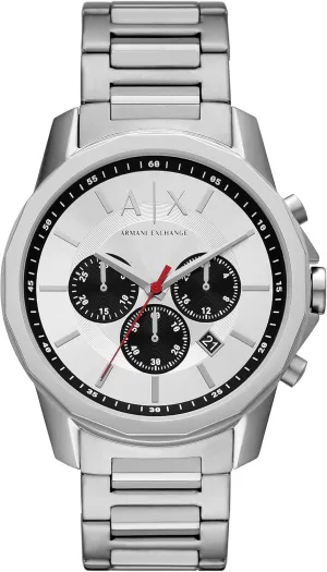 for Men with Stainless Steel, Silicone sorrowful discourse or Leather Band A|X Armani Exchange Chronograph Dress Watch 