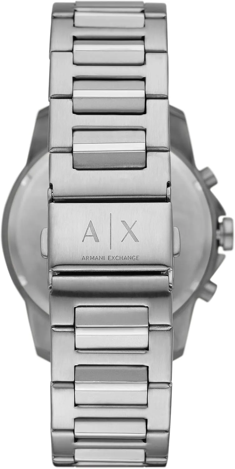 for Men with Stainless Steel, Silicone sorrowful discourse or Leather Band A|X Armani Exchange Chronograph Dress Watch 