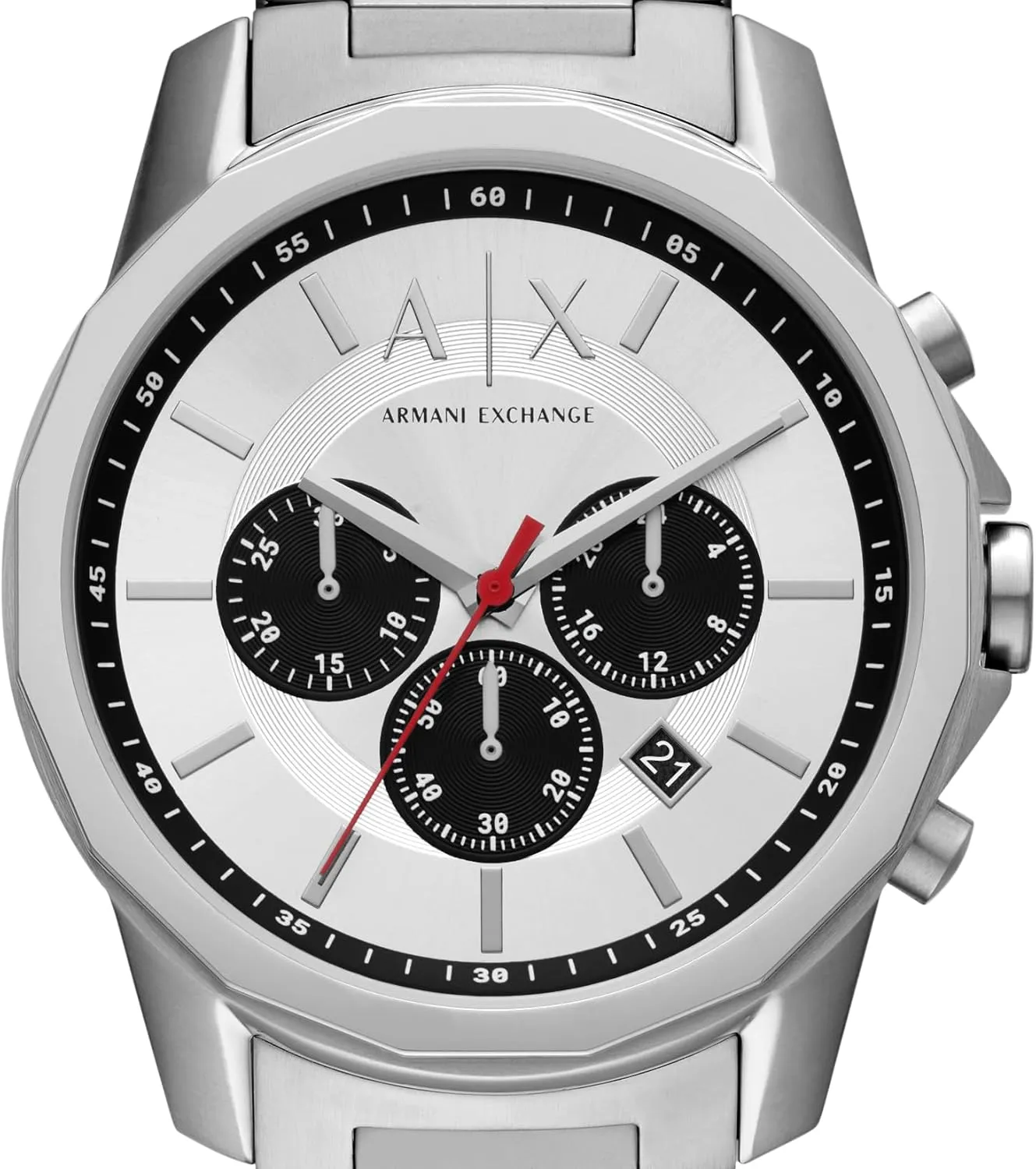 for Men with Stainless Steel, Silicone sorrowful discourse or Leather Band A|X Armani Exchange Chronograph Dress Watch 
