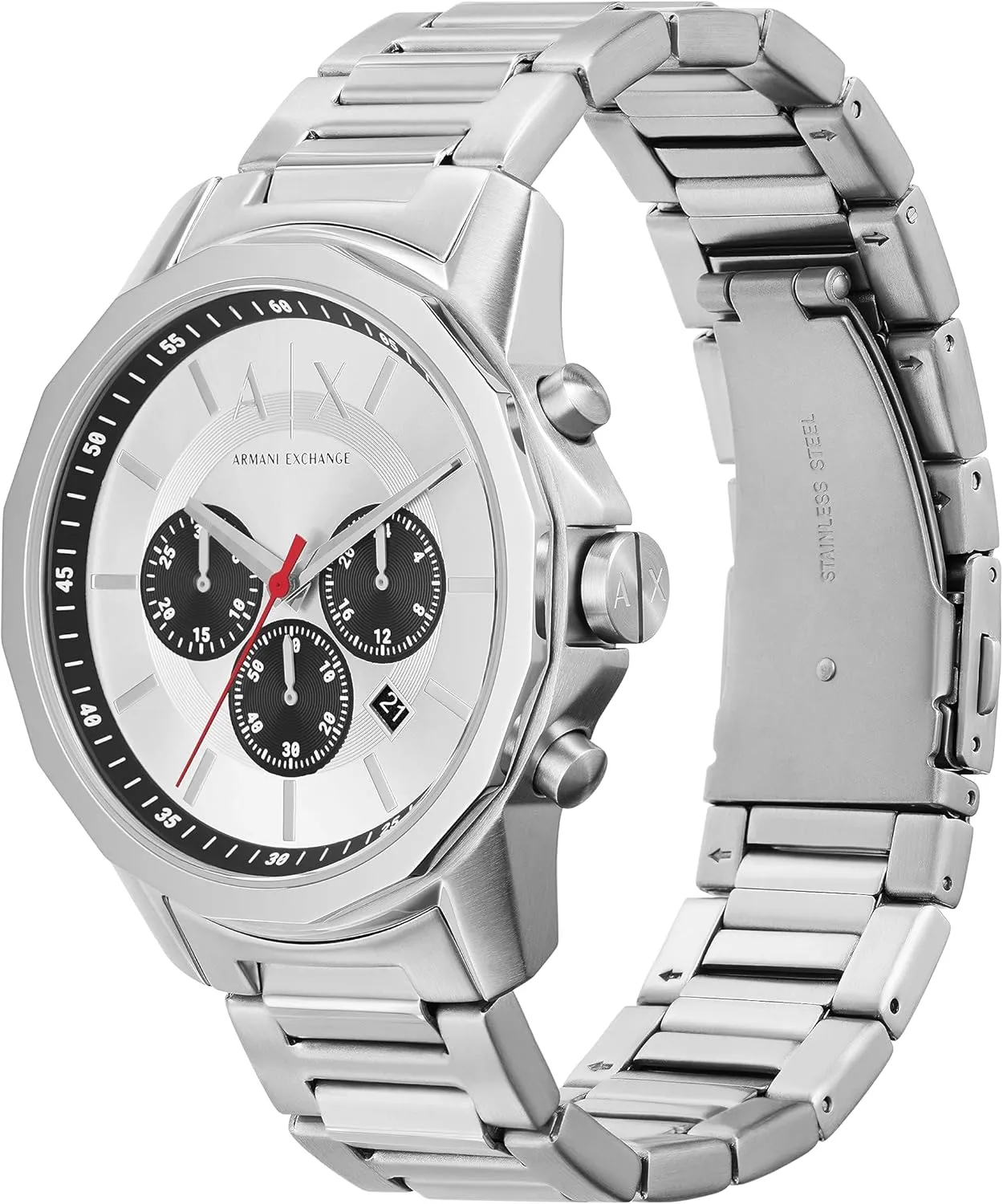 for Men with Stainless Steel, Silicone sorrowful discourse or Leather Band A|X Armani Exchange Chronograph Dress Watch 