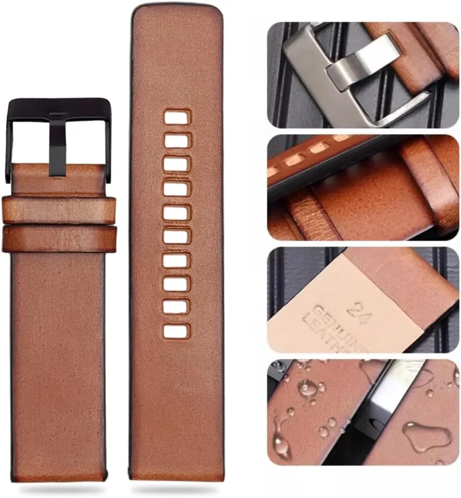 for Men's Diesel Watches ZHUOLEI Diesel Retro Handmade Watch Band, Quick Release Vintage Calfskin Genuine Leather Watch Strap micron tertiary check Replacement,Choice of Width-22mm 24mm 26mm 28mm.Replacement 