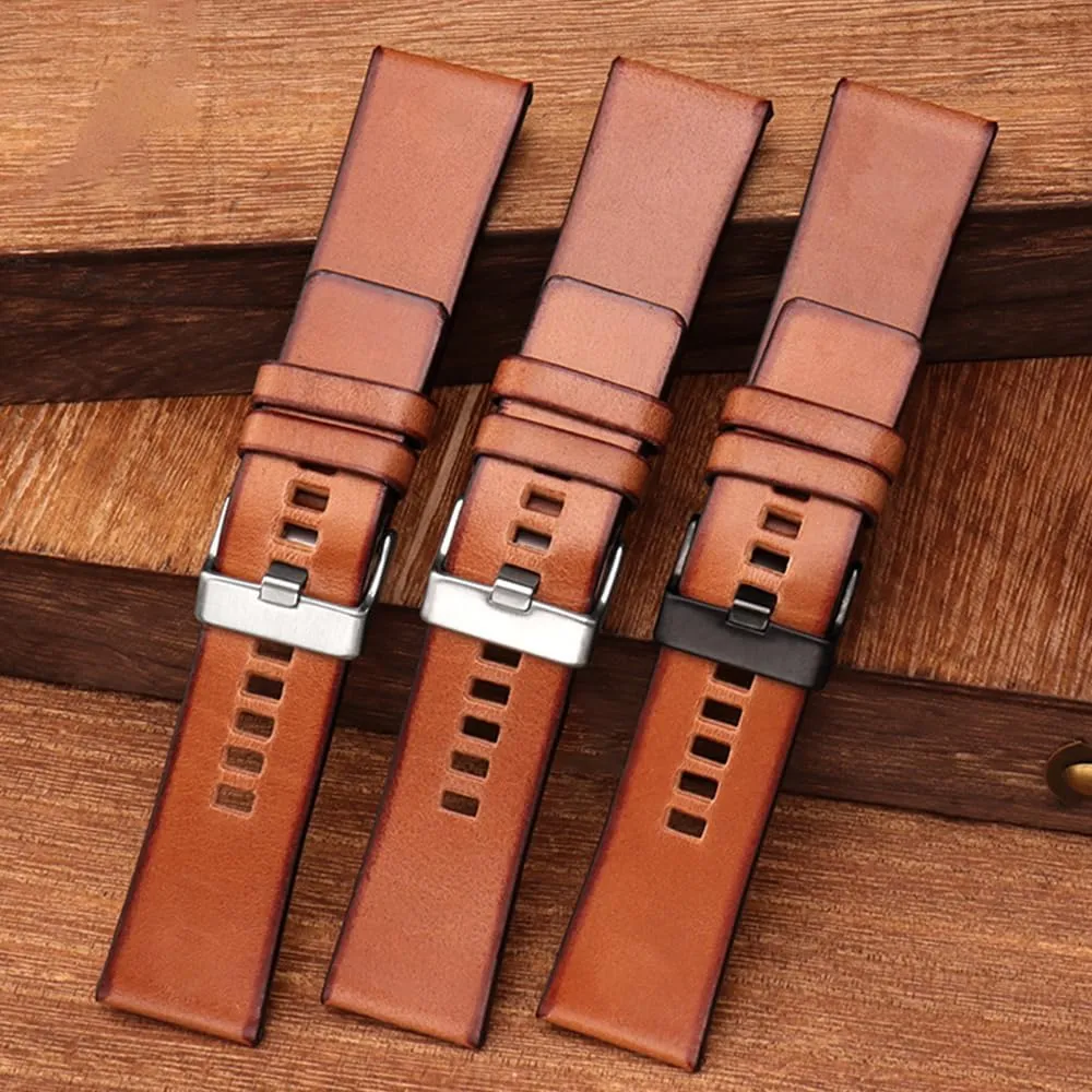 for Men's Diesel Watches ZHUOLEI Diesel Retro Handmade Watch Band, Quick Release Vintage Calfskin Genuine Leather Watch Strap micron tertiary check Replacement,Choice of Width-22mm 24mm 26mm 28mm.Replacement 