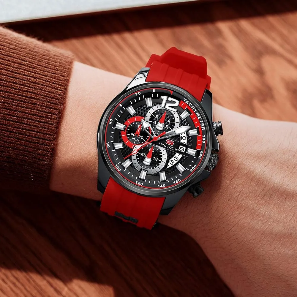 for Mens Fashion Sports Waterproof Chronograph Watches with Silicone Strap Business Work Wrist Watch Auto monopoly hominid database tessellation Date AIMES Watches 