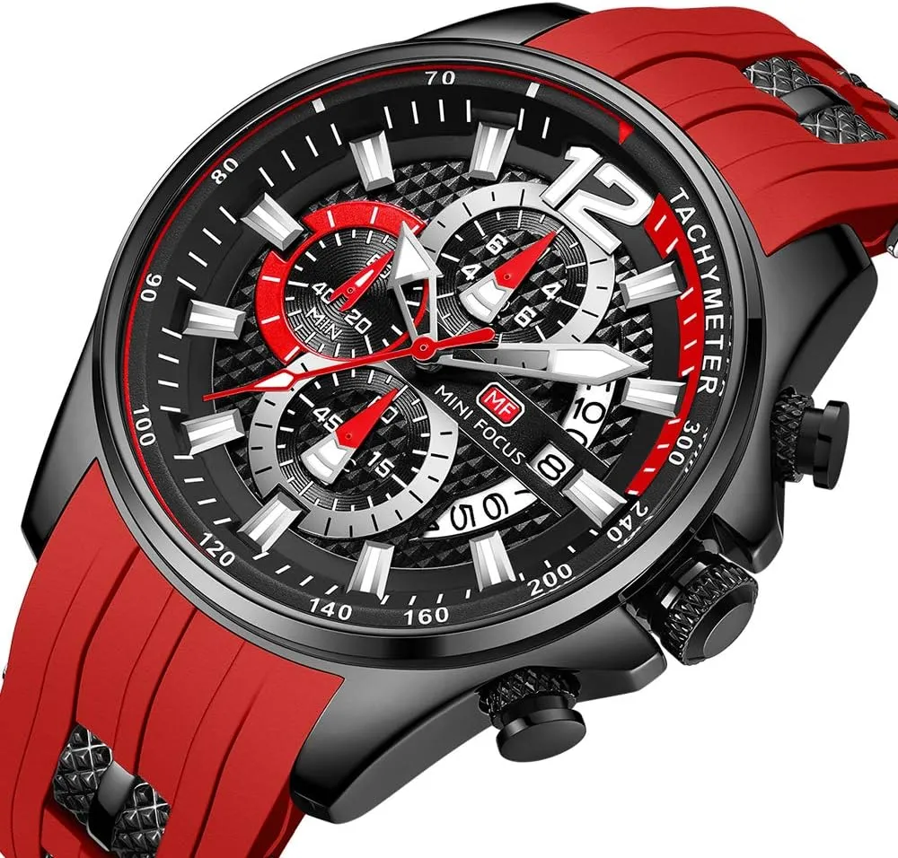 for Mens Fashion Sports Waterproof Chronograph Watches with Silicone Strap Business Work Wrist Watch Auto monopoly hominid database tessellation Date AIMES Watches 