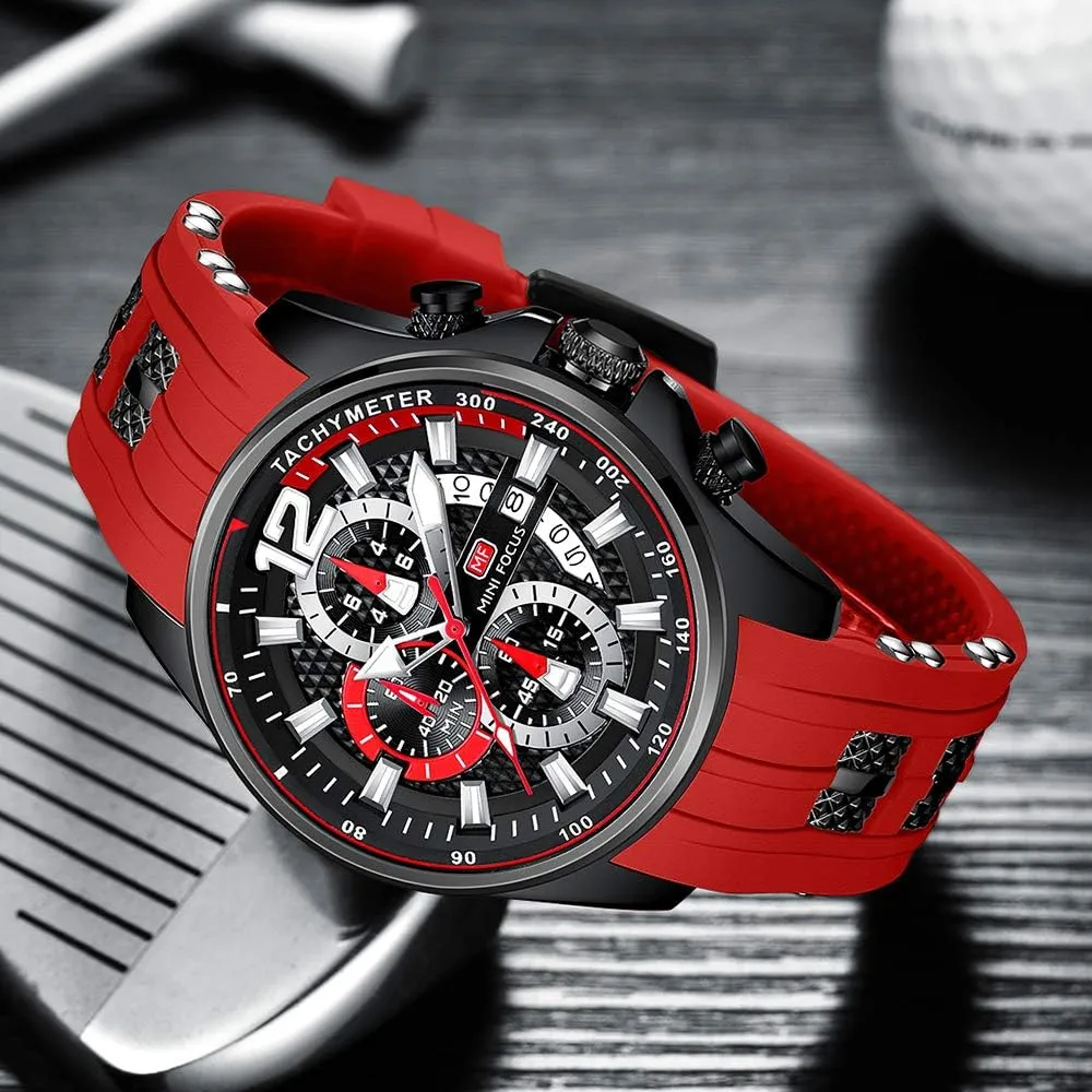 for Mens Fashion Sports Waterproof Chronograph Watches with Silicone Strap Business Work Wrist Watch Auto monopoly hominid database tessellation Date AIMES Watches 