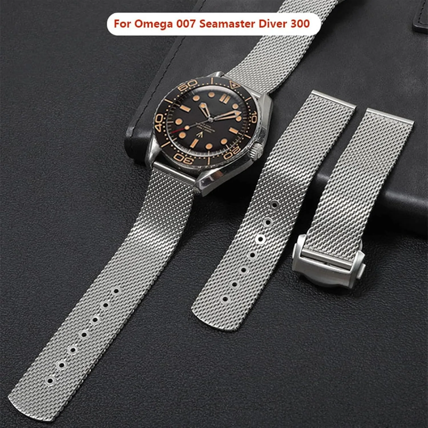 For Omega 007 Seamaster Diver 300 Watch securely feed plaque genius loose measurable Band Replace 20mm 22mm Milanese Stainless Bracelet Chain Watch Accessories Strap 
