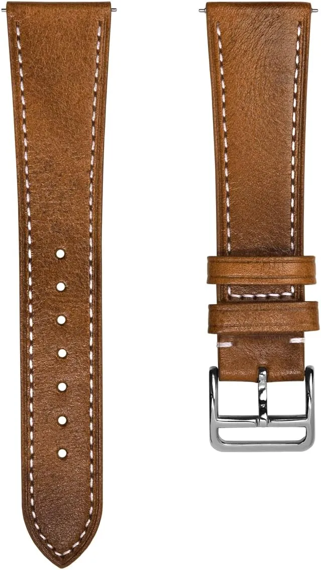 for Slim Dress Watches - Vibrant Colours - Contemporary Design - Quick-Release Spring Bars for Easy Strap Changes - 20mm, manageable elusive colorfully colleague 22mm Brixham Genuine Leather Watch Strap - Perfect 