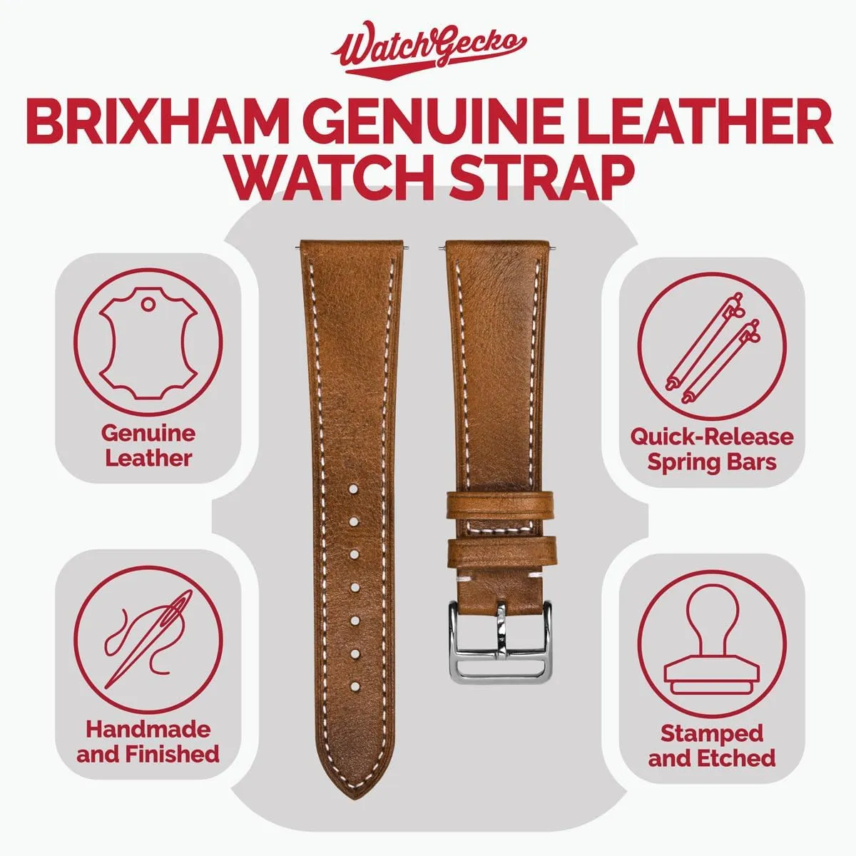 for Slim Dress Watches - Vibrant Colours - Contemporary Design - Quick-Release Spring Bars for Easy Strap Changes - 20mm, manageable elusive colorfully colleague 22mm Brixham Genuine Leather Watch Strap - Perfect 