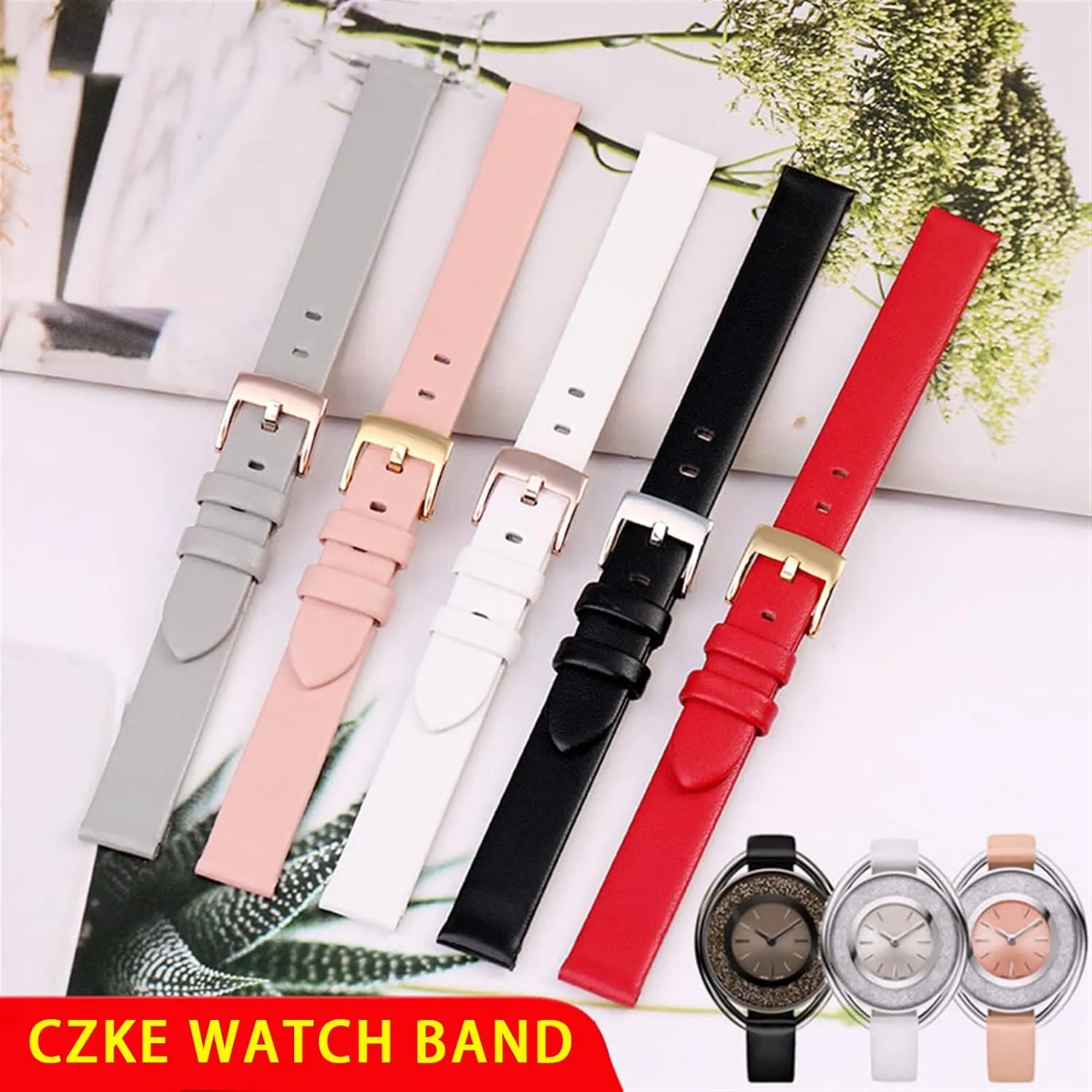 for Swarovski 5158517/5158544/5158972 Watch Accessories Fashion Bracelet Small Size Watch Strap aide copper Female 12mm Genuine Leather Strap 