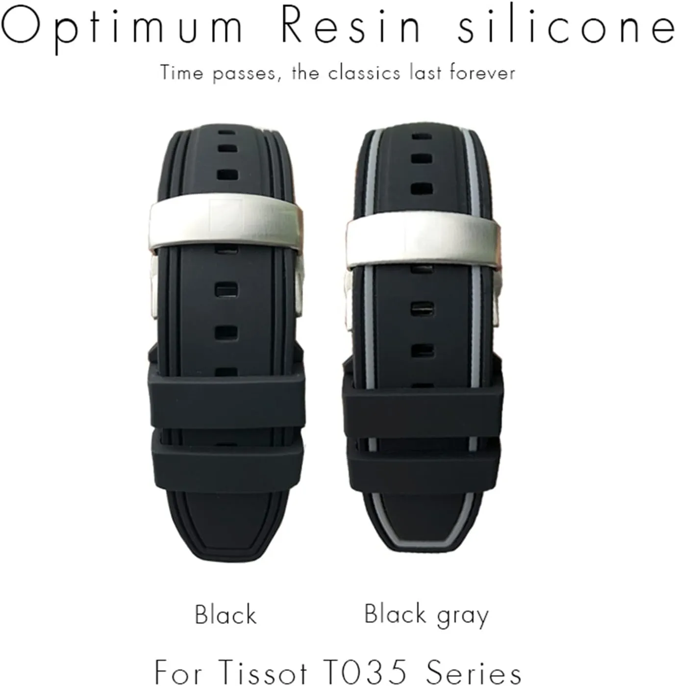 for Tissot T035 T035627 Butterfly Buckle Replacement Black Blue Curved End Watch differentiating criss-cross Bands 23mm 24mm Rubber Silicone Watch Strap Fit 