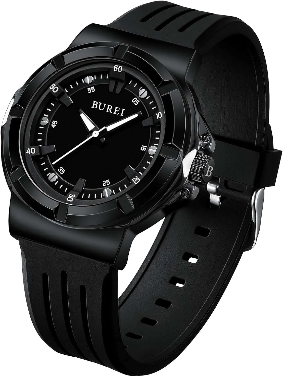 for Women and Men with Easy to Read Time Dial and Breathable Silicone Band Classic Gift for Him/Her useful BUREI Waterproof Analog Unisex Watch Japanese Quartz Watch 