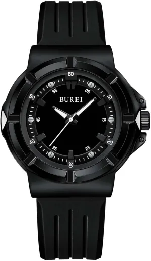 for Women and Men with Easy to Read Time Dial and Breathable Silicone Band Classic Gift for Him/Her useful BUREI Waterproof Analog Unisex Watch Japanese Quartz Watch 