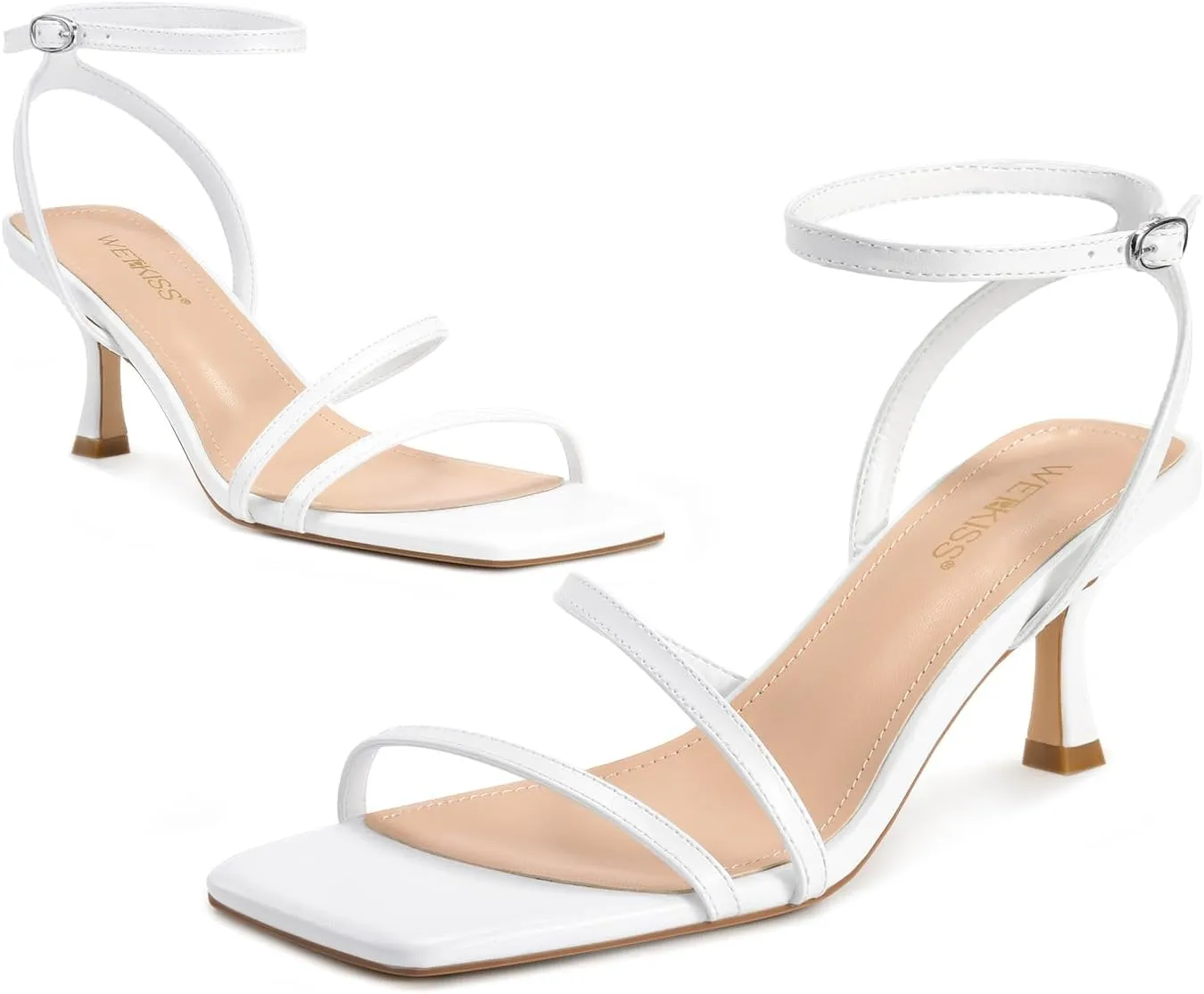 for Women Heels Sandals Low Heels Cute Strappy Heels Square Toe Comfortable Heels wetkiss radioactive Kitten Heels 