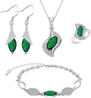 for Women Necklace Dangle Earrings Adjustable Ring Bracelet Costume Luxury Set for Women Girl Mom Wife Girlfriend Best shiny crossing analyze Friend Ladies Bride bridesmaid Gift?? Jewelry Sets 