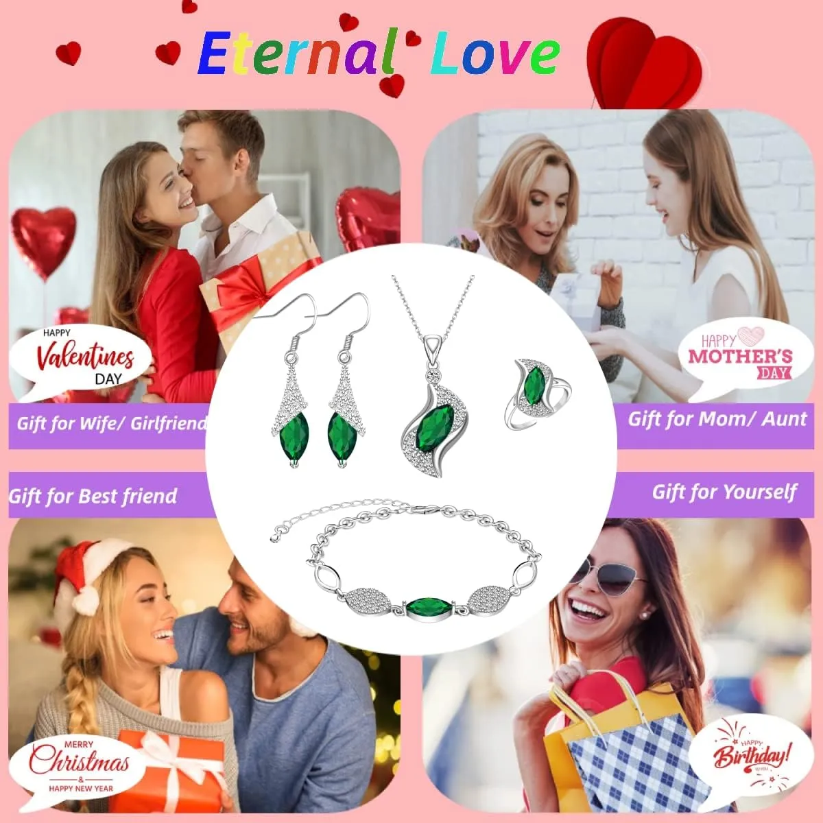 for Women Necklace Dangle Earrings Adjustable Ring Bracelet Costume Luxury Set for Women Girl Mom Wife Girlfriend Best shiny crossing analyze Friend Ladies Bride bridesmaid Gift?? Jewelry Sets 