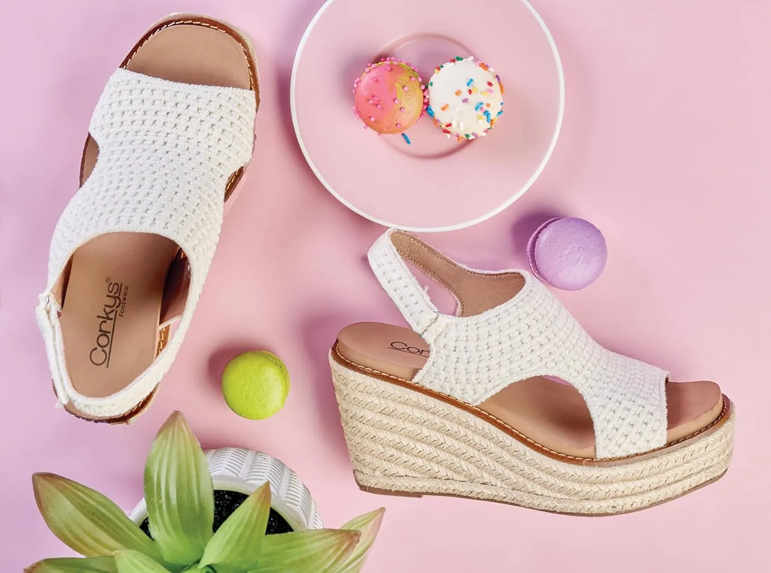 Freddie Wedge Sandals with 3.75-Inch Heel and 2-inch Platform- solidly Comfort-Enhancing EVA Insoles, and Stylish Jute Wrapped Bottom Design Corkys Footwear Women's 