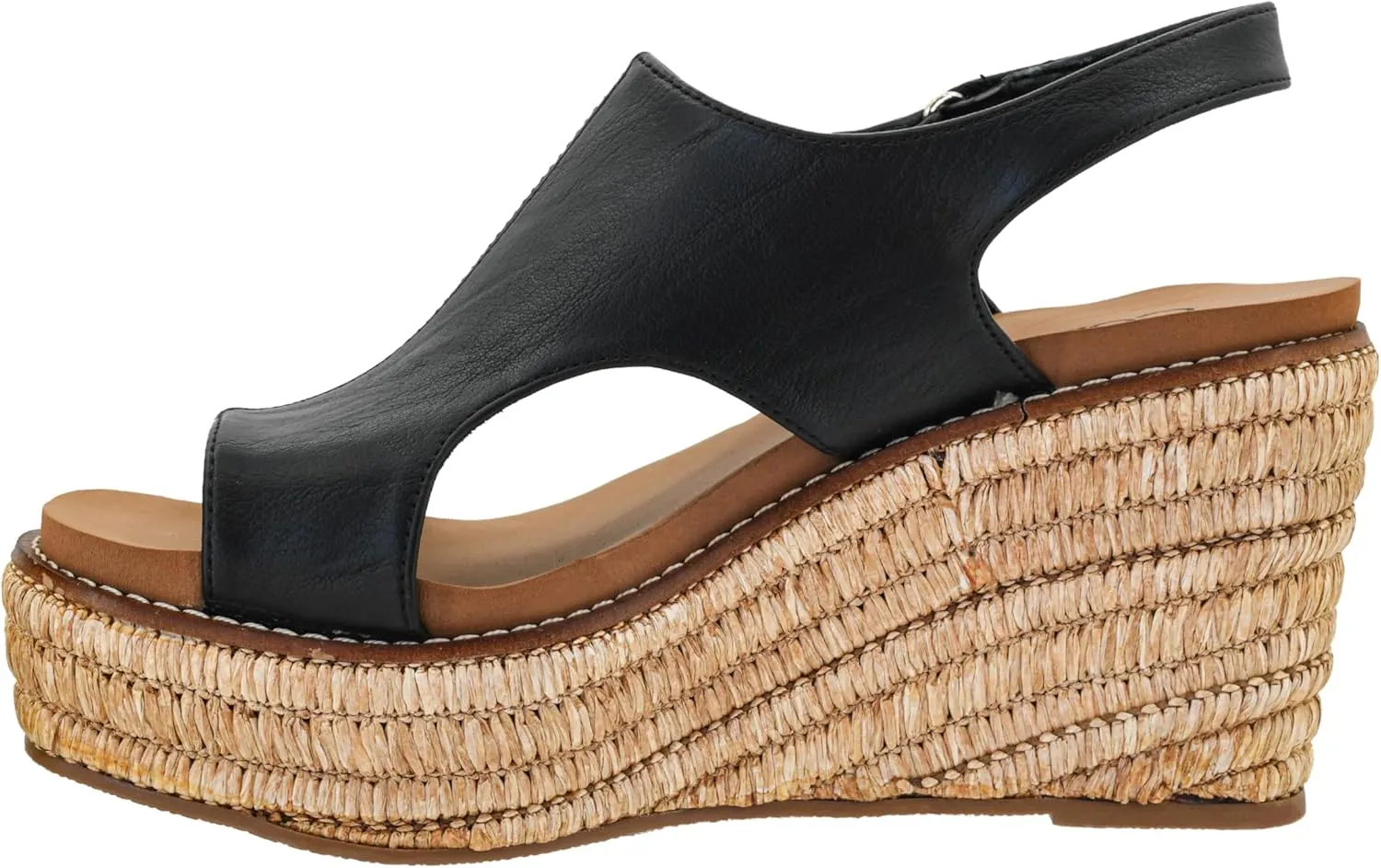 Freddie Wedge Sandals with 3.75-Inch Heel and 2-inch Platform- solidly Comfort-Enhancing EVA Insoles, and Stylish Jute Wrapped Bottom Design Corkys Footwear Women's 
