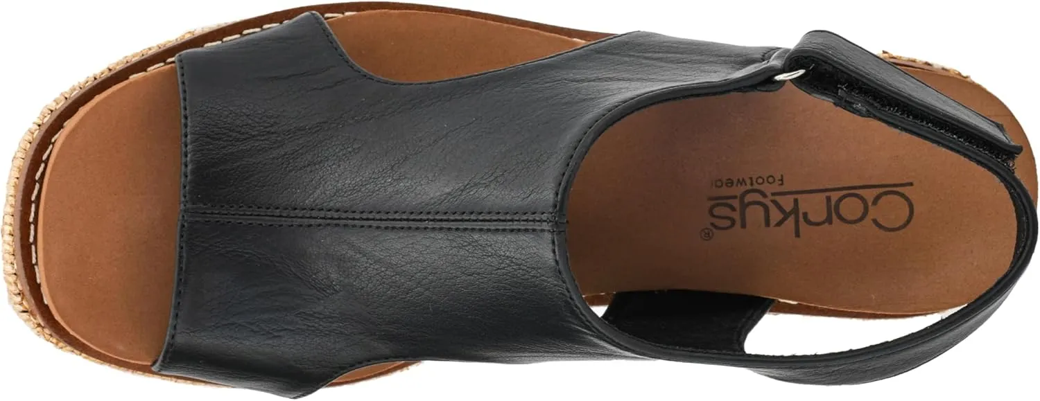 Freddie Wedge Sandals with 3.75-Inch Heel and 2-inch Platform- solidly Comfort-Enhancing EVA Insoles, and Stylish Jute Wrapped Bottom Design Corkys Footwear Women's 