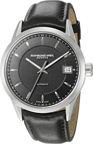 Freelancer' Swiss usher Automatic Stainless Steel Casual Watch, Color:Black (Model: 2740-STC-20021) Raymond Weil Men's 