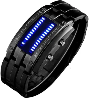 frenzy utilitarian Military Wrist Watches Mens Binary Matrix LED Digital Waterproof Watch Unique Fashion Stainless Steel 