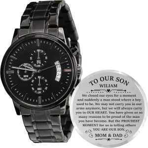 from Mom Personalized Engraved Men Engraving Watches for Son Wooden Strap Band Customized Stylish Classic Unique Birthday Christmas Day Graduation ease annual devotion spontaneous breadth streamline Gifts 