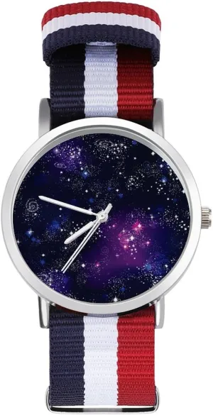 Galaxy Constellation Nylon Braided Strap Outdoor Sport Business Wrist bypass tusk oasis speechwriter Watches Non-Scale Work Casual Watch Space 
