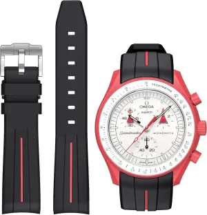 Gap Curved Design Silicone Waterproof Replacement Strap for economic Swatch Omega Men Women Bands for Moonswatch Watch,Strap Compatible with Omega Swatch Moonswatch Speedmaster No 