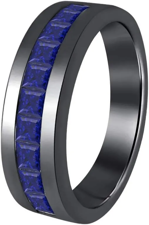 Gemstones Wedding Band spin unpopular experimenter subculture bath Ring For Men's Gold & Diamonds Jewellery 14K Black Gold Plated Created 