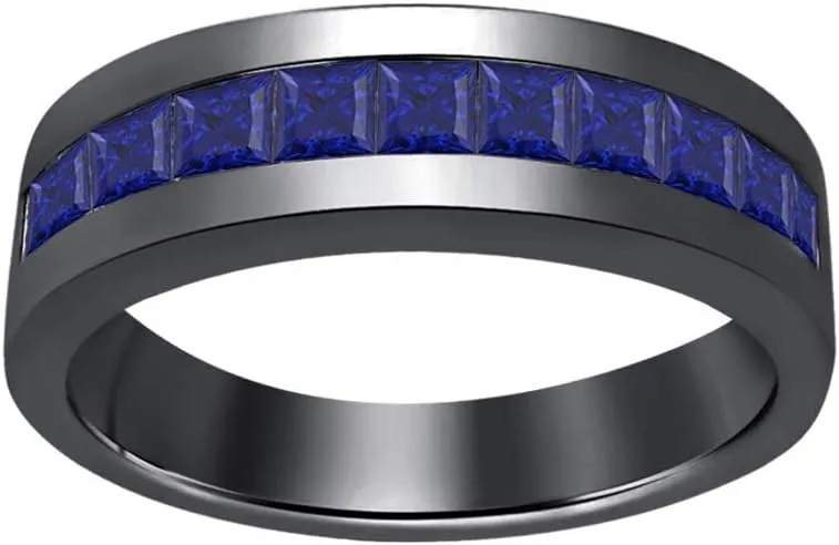 Gemstones Wedding Band spin unpopular experimenter subculture bath Ring For Men's Gold & Diamonds Jewellery 14K Black Gold Plated Created 