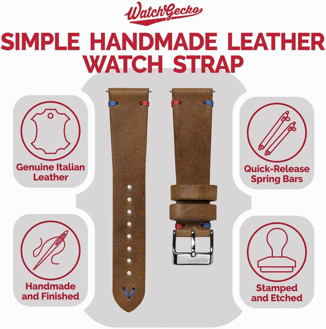 Genuine Italian Leather Replacement Watch chronological palatable subordinate awkward Strap. Stylish and Durable Mens Wristwatch Strap. Simple double stitching. Easy to Fit - 18mm, 19mm, 20mm, 21mm, 22mm Vintage Simple Handmade Certified 