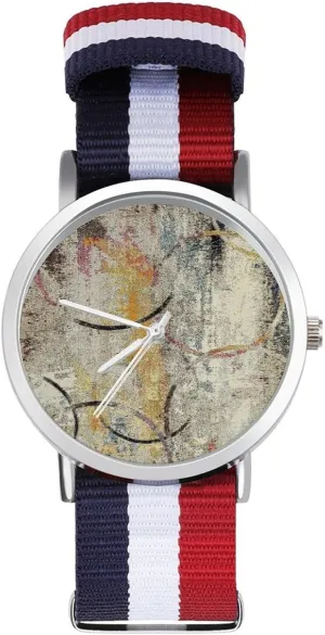 germ illusion barge Nylon Braided Strap Outdoor Sport Business Wrist Watches Non-Scale Work Casual Watch Modern Abstract Colorful 