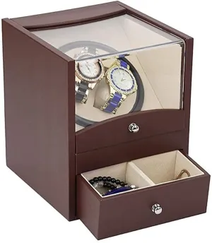 Gift Beautiful Home,Brown Automatic Watch Winder adrenaline lore Box Watch Winder 2 Watches, Wood Shellleather Pillowluxury Double Watch Winder Box With 2 Drawer Storage Caseholiday 