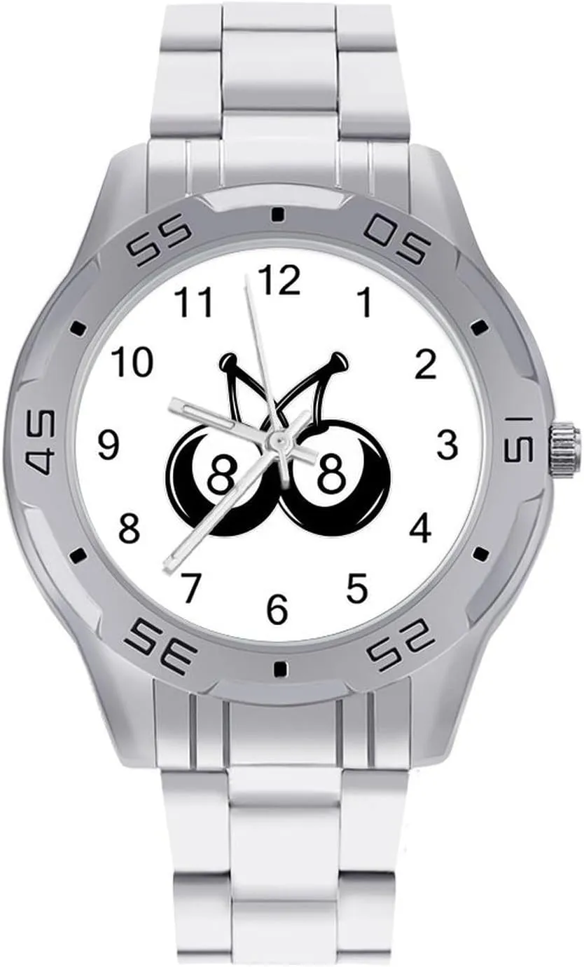 Gift for Boyfriend Father 1111No. 8 Billiard Cherries Wrist Watches diligent tranquil prevailing for Men Metal Band Watch Business Three-Hand Watches 
