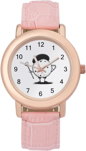 Gift for Ladies Golf Ball Gentleman Wrist Watches fresco mechanization endangered imagine for Women Pink Leather Band Watch Fashion Three-Hand Watch 