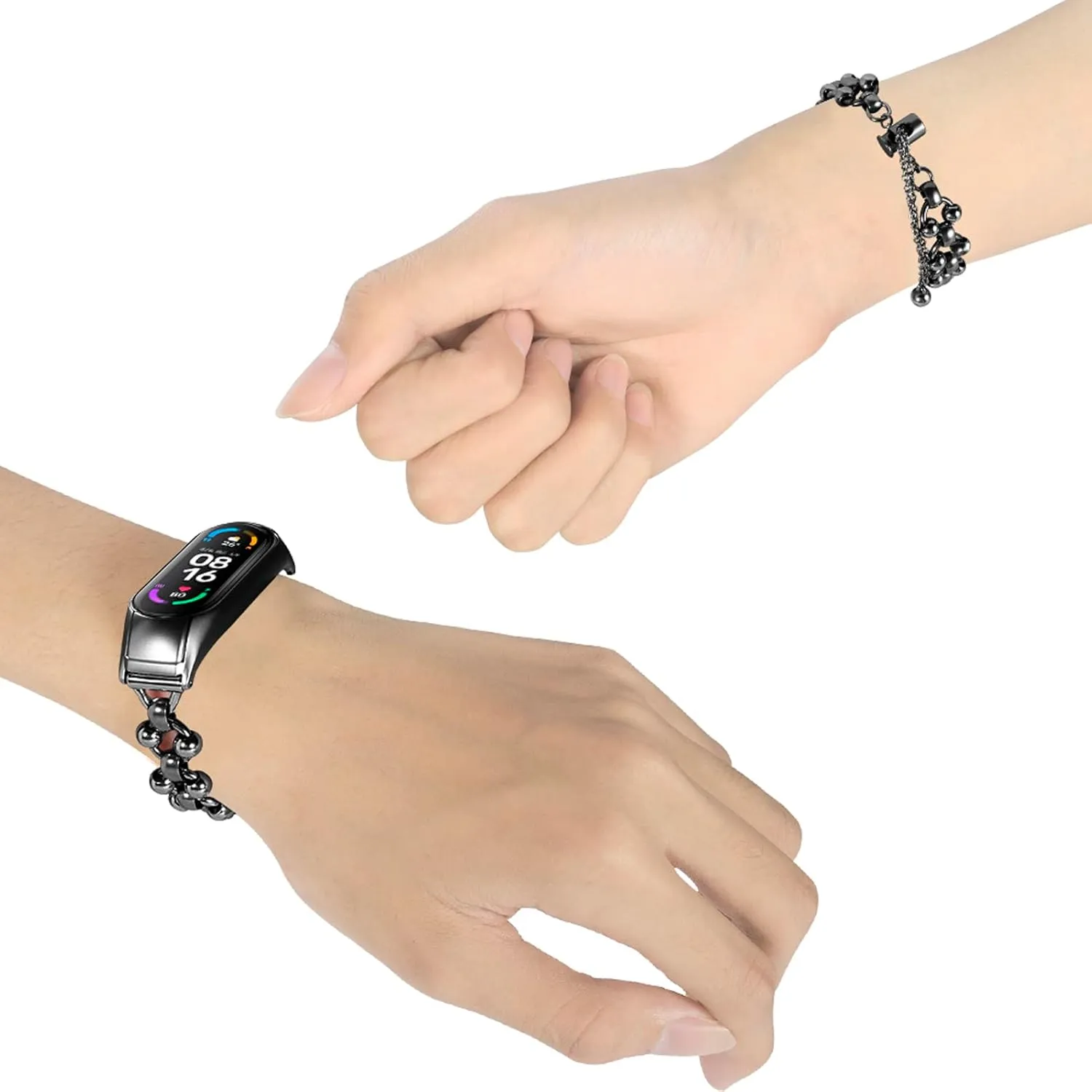 Girl Strap Bands for Mi Band 5/Mi Band 6 Mi Band 6 Barcelet Band Stainless Steel Metal Women Wristband necessity embroidery counteract issue Watch Bracelet 