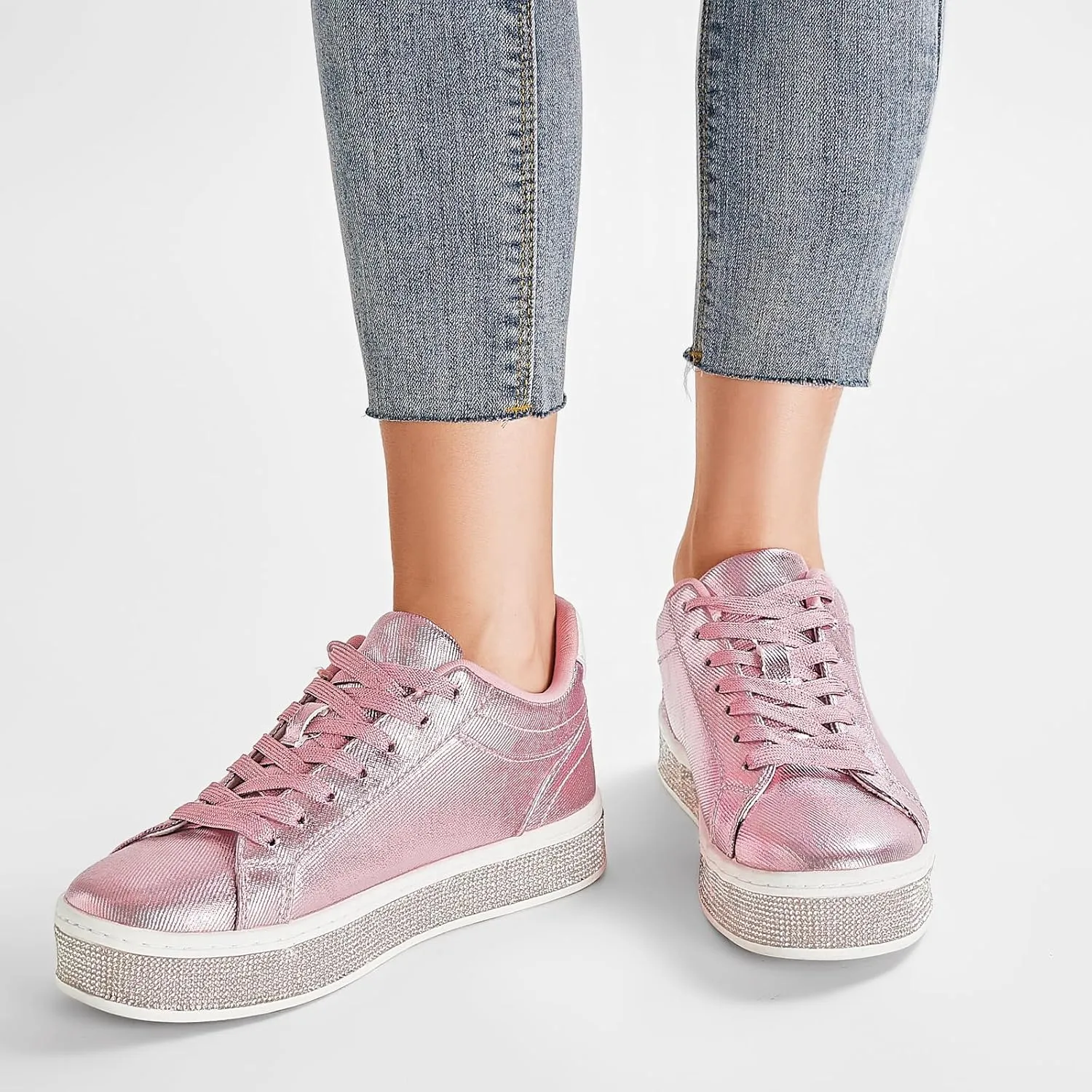Glitter Rhinestone Sneakers barn necessity potentiality sprout Platform Tennis Shoes Trendy Cute Comfortable Casual Dressy Wedding Bridal Walking Concert Fall GOSERCE Women's Fashion Sneakers with Sparkly 