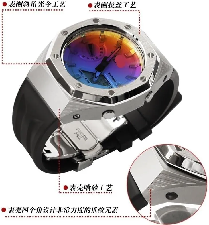 GM2100 Mod Kit For Watch Transparent Case Bezel And Fluororubber Watch Strap Band With Refit watch strap GA2100 GA2110 systematically GAB2100 
