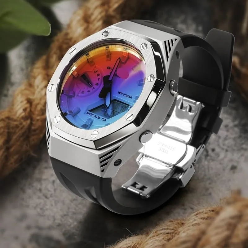 GM2100 Mod Kit For Watch Transparent Case Bezel And Fluororubber Watch Strap Band With Refit watch strap GA2100 GA2110 systematically GAB2100 