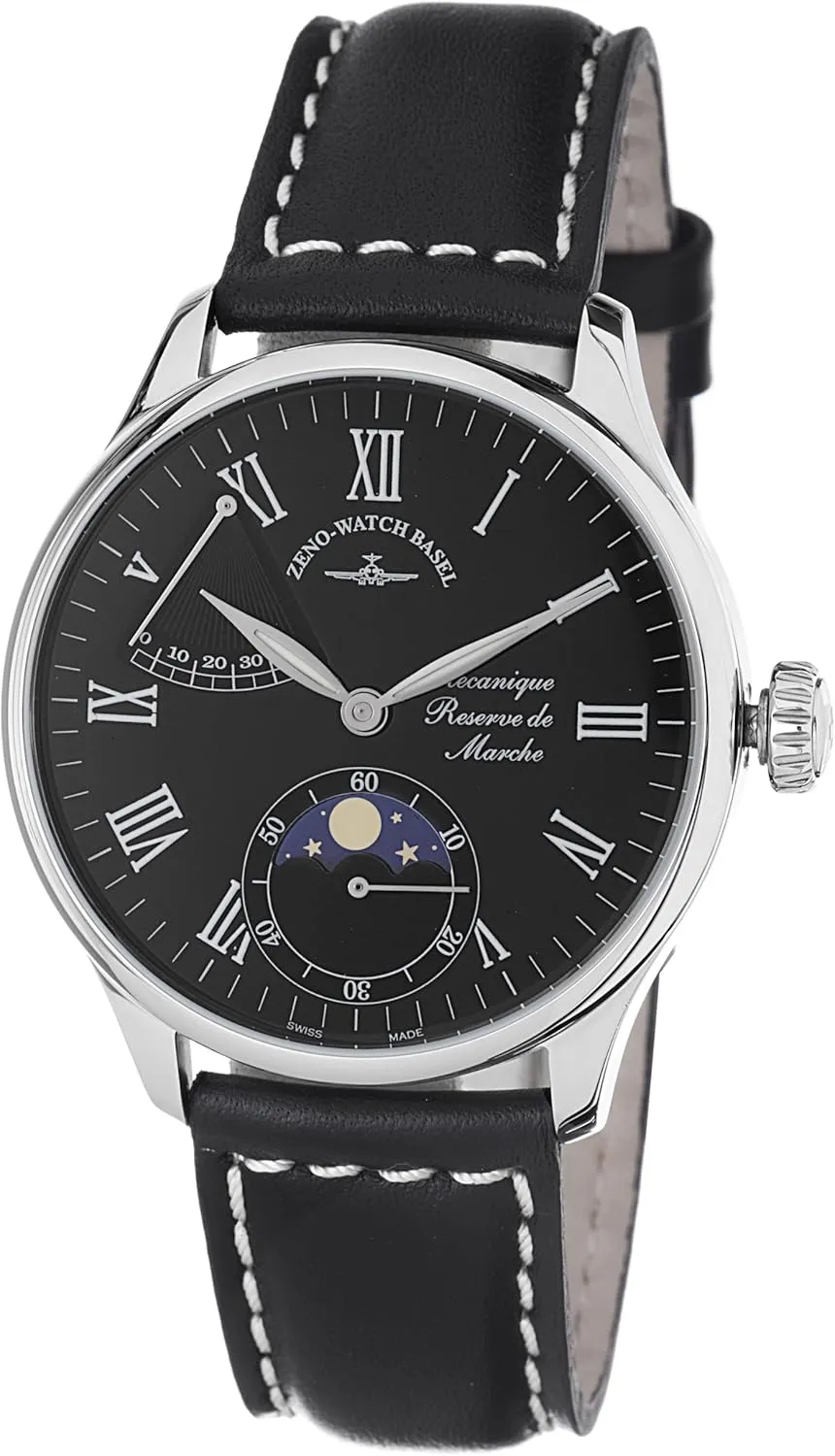 Godat Black Moonphase Dial Watch Zeno bluefin Men's 6274PRL-I1-ROM 