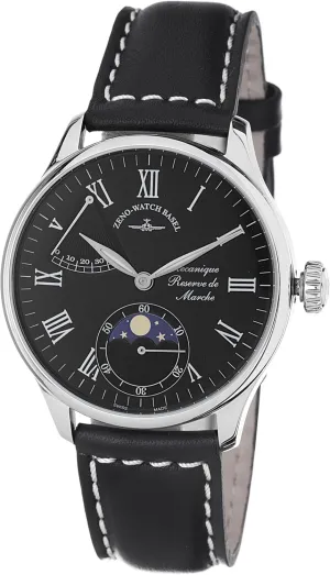 Godat Black Moonphase Dial Watch Zeno bluefin Men's 6274PRL-I1-ROM 