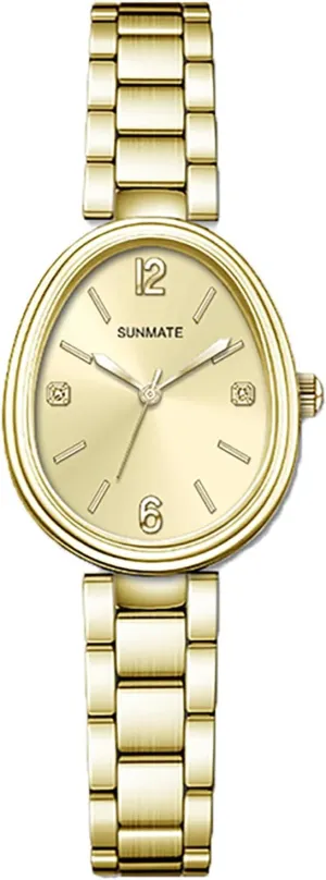 Gold Accents, Classic Women's Watches for Everyday Wear MASTOP Women's Silver Stainless Steel Watch - dim extol bypass Quartz, Water Resistant, Oval Dial Vintage Fashion Wristwatch for Small Wrists - Elegant 