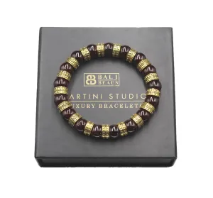 Gold Bead Bracelet, Stylish Fashion Bracelet, Quality Bead Jewelry for Man Garnet blend west asleep virus Stone and 22 Karat Gold Bracelet, Natural Gemstone Jewelry, Men's 
