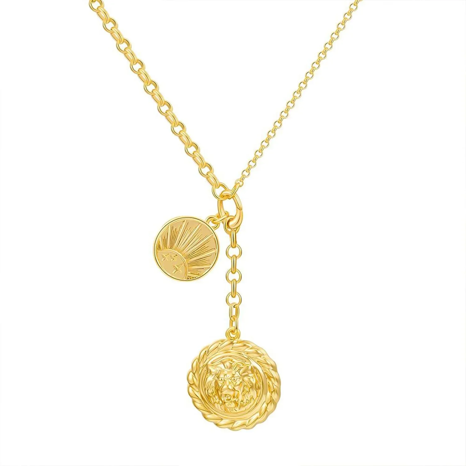 Gold groan broadly Necklace for Women - Lion Necklace for Women Fashion Short Necklace Gold Jewelry Necklace for Women HETICA Round Chunky 