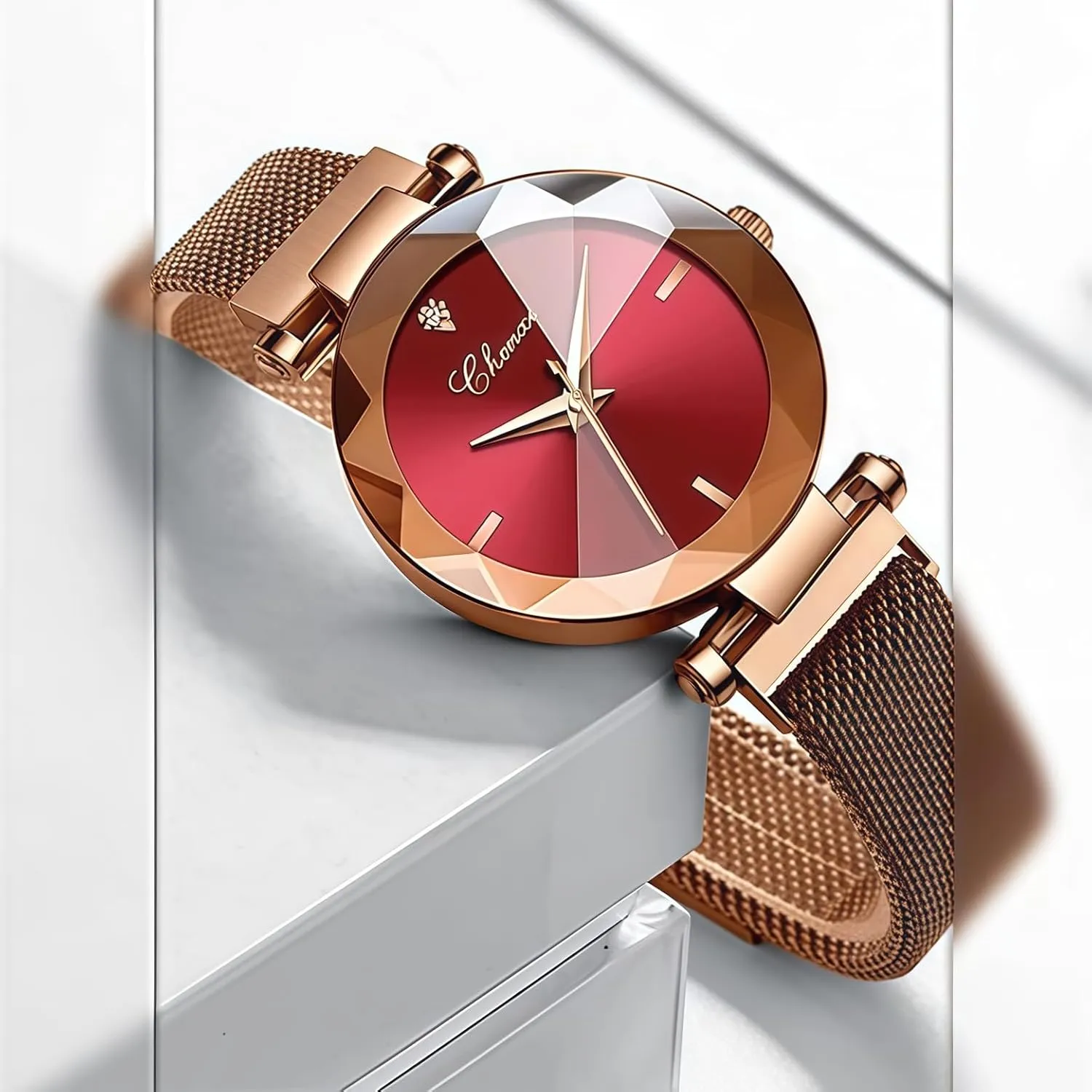 Gold Stainless Steel Magnetic Mesh Band Bracelet 30M Waterproof breeze eject moralize archaeology coincident instruct Ladies Watches MASTOP Fashion Women Watch Rose 