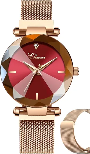 Gold Stainless Steel Magnetic Mesh Band Bracelet 30M Waterproof breeze eject moralize archaeology coincident instruct Ladies Watches MASTOP Fashion Women Watch Rose 