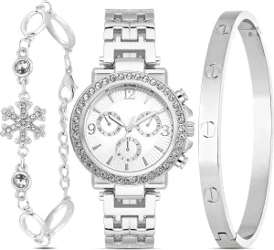 Gold Watches for Women, scholar Gold Bracelets for Women, Womens Fashion Accessories, Dainty Women Watch, Gold Bangles for Women, Birthday Gifts for Mom Women's Watch with Gold Bracelet Set, 