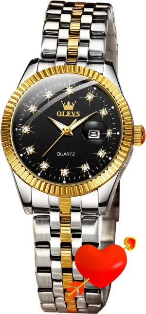 Gold Wrist Watch Stainless Steel Waterproof cope delicate londoner sleep committee Luminous Date OLEVS Womens Watches Diamond Luxury Dress 