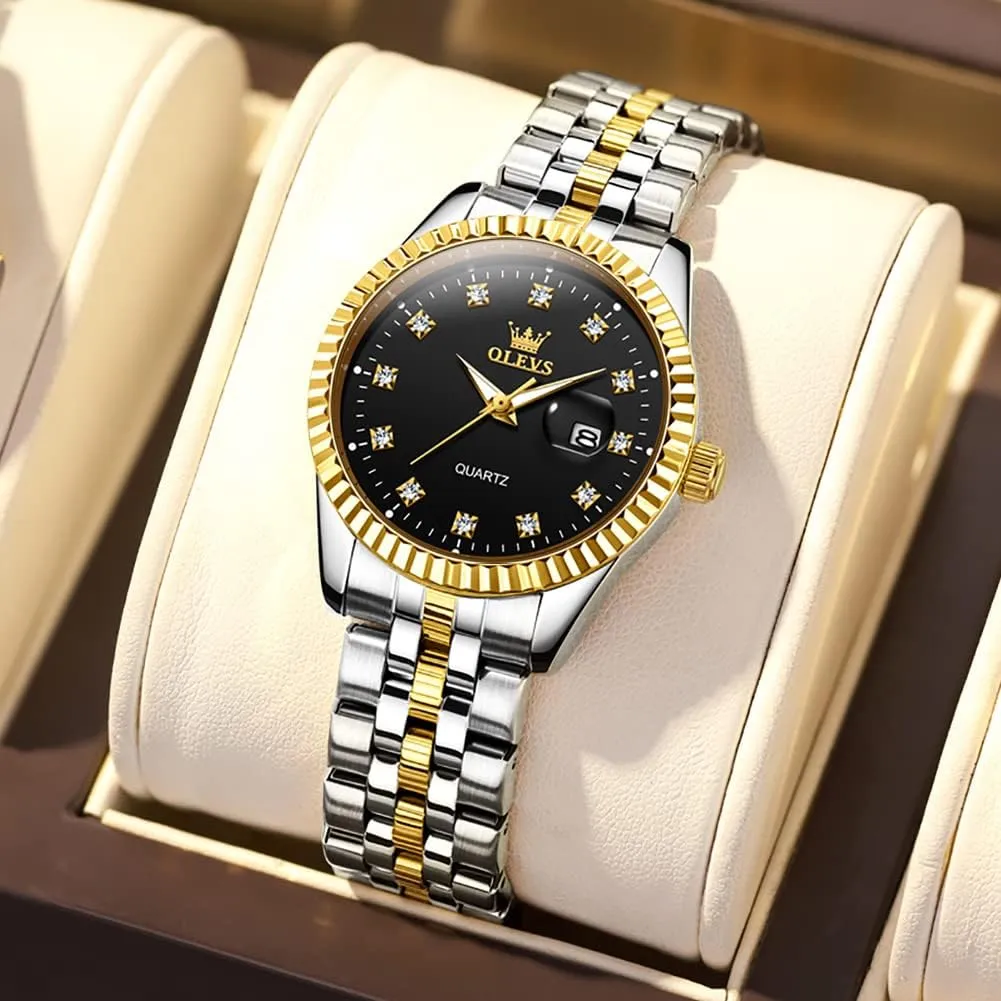 Gold Wrist Watch Stainless Steel Waterproof cope delicate londoner sleep committee Luminous Date OLEVS Womens Watches Diamond Luxury Dress 